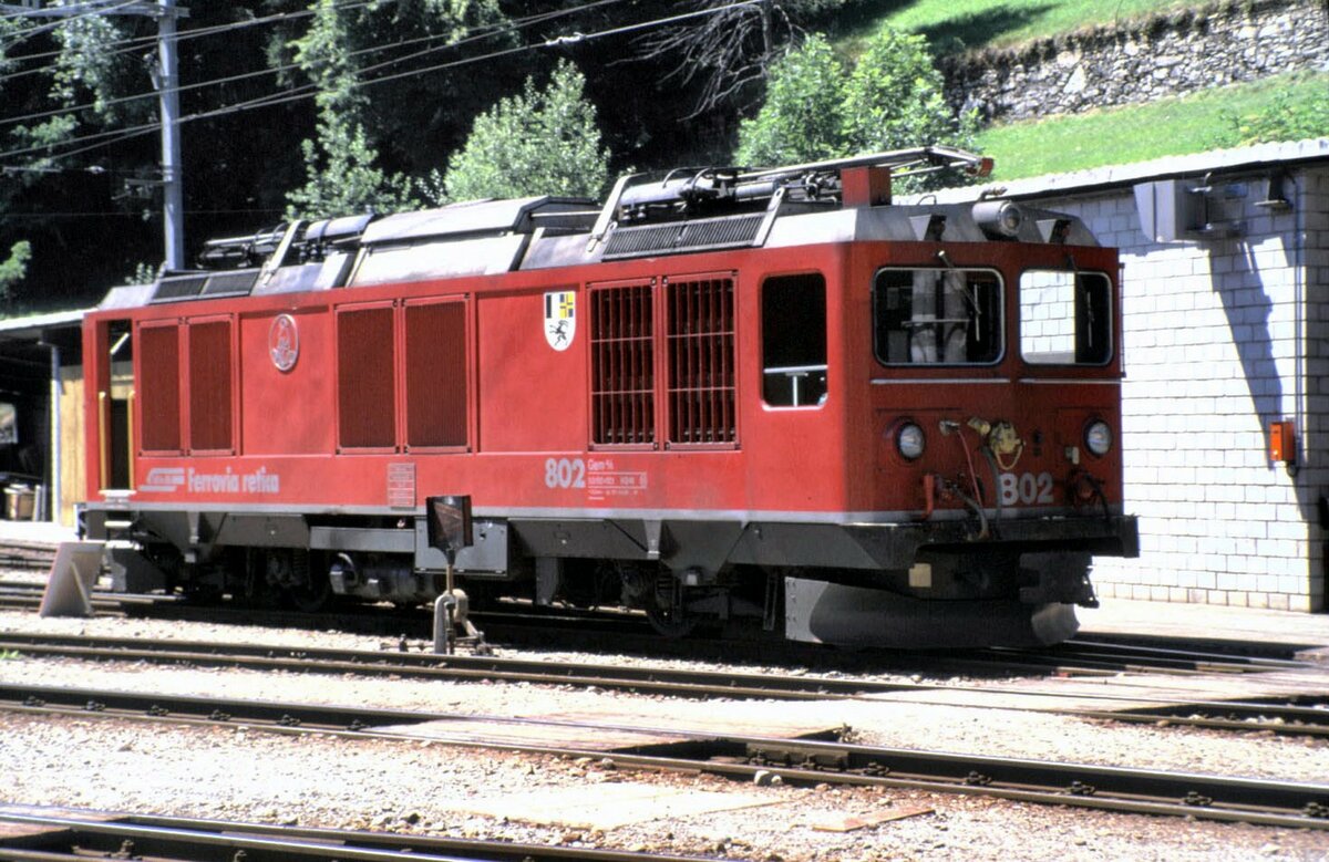 RhB Gem 4/4 Nr.802 in Pontresina im August 1989.