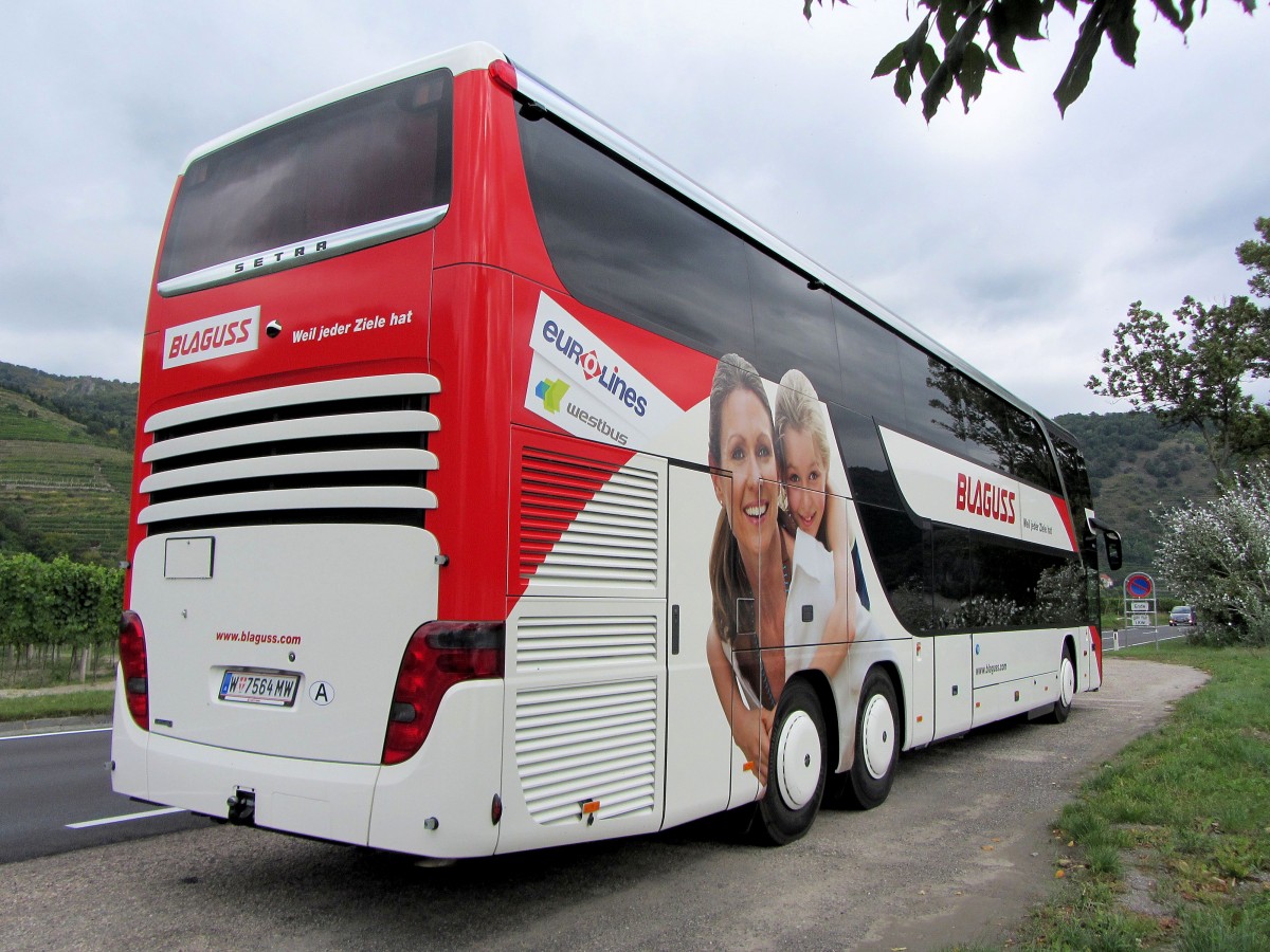 SETRA 431 DT von BLAGUSS Reisen aus Wien im September 2013 in der Wachau/Niedersterreich gesehen.