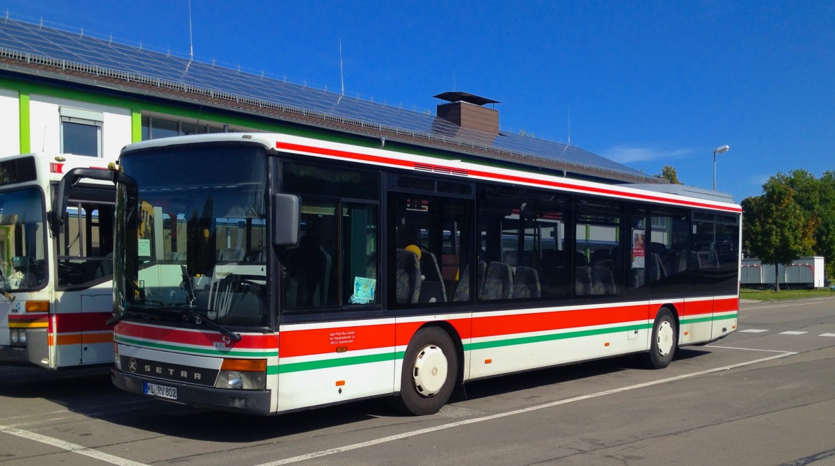 Setra S315 NF von Saar-Pfalz-Bus (KL-RV 802). Baujahr 2000, Aufgenommen am 17.09.2014 auf dem Betriebshof der WNS in Kaiserslautern.