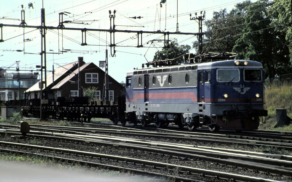 SJ Rc 2 Nr.1096 mit Güterzug in Hallsberg am 05.08.1994.