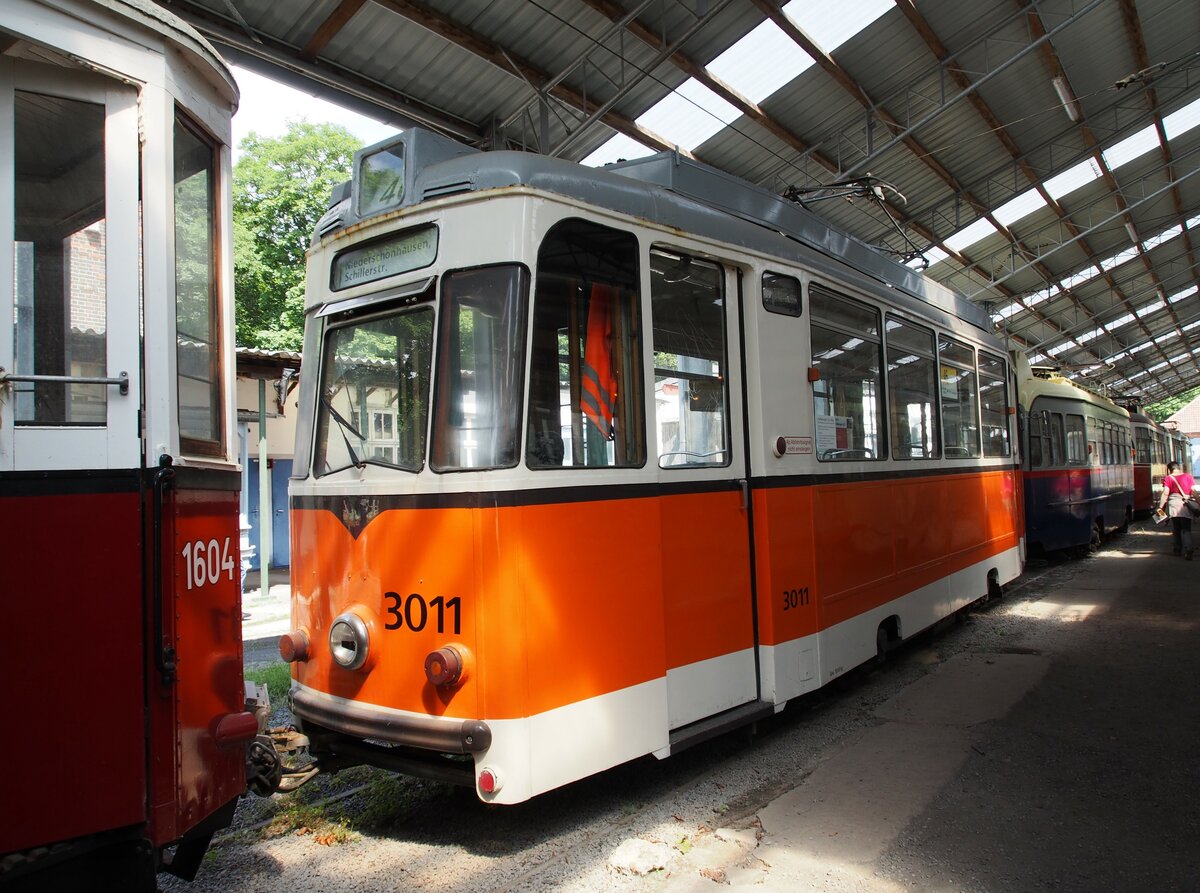 Stra�enbahn / Stadtverkehr Stra�enbahnmuseum Wehmingen; Rekowagen Tz 69 Nr.3011 von Raw Sch�neweide Berlin Baujahr 1969 ex Berlin, am 15.06.2014.
