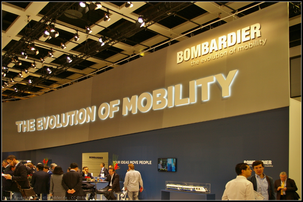  The Evolution of Mobility , so das Motto von Bombardier auf dem Messestand zur InnoTrans 2014 in Berlin