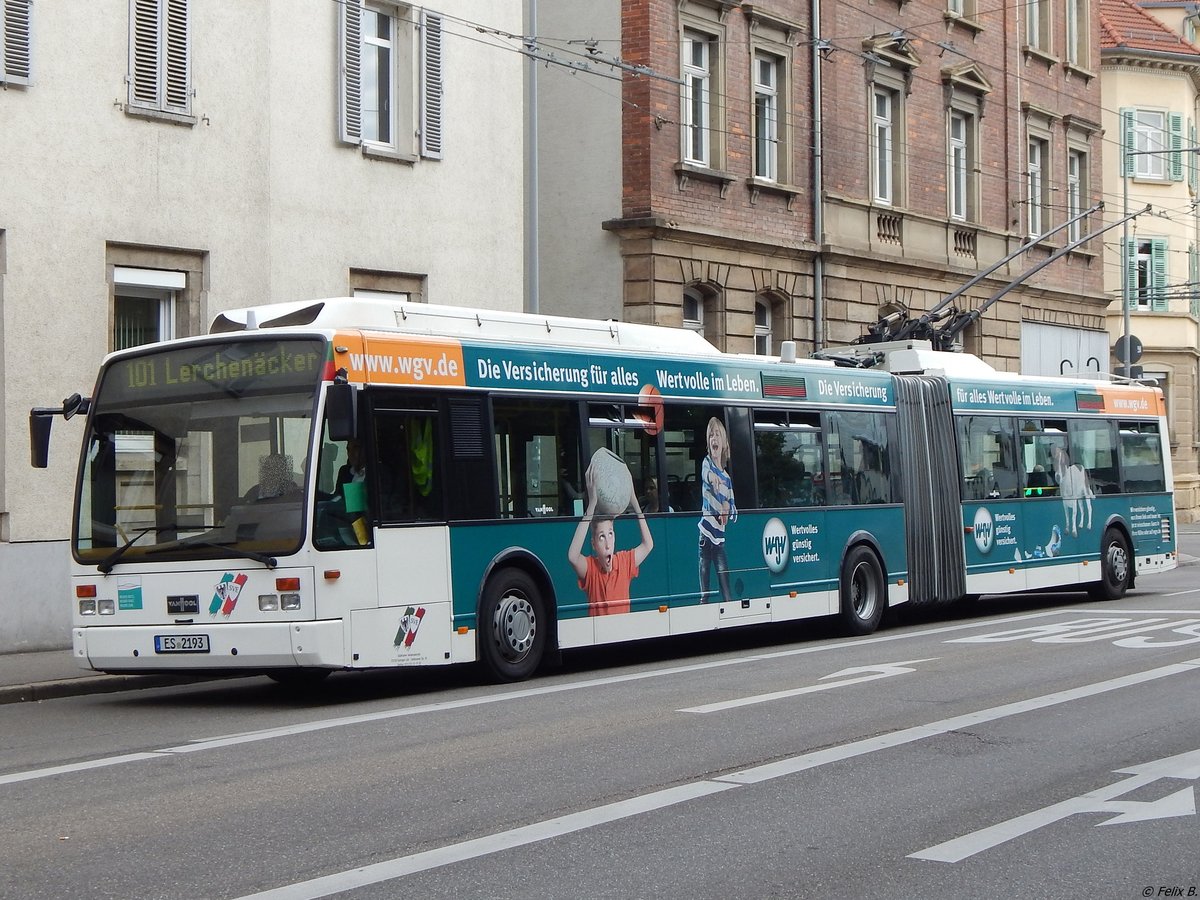 Van Hool AG300T der St�dtischer Verkehrsbetrieb Esslingen in Esslingen.