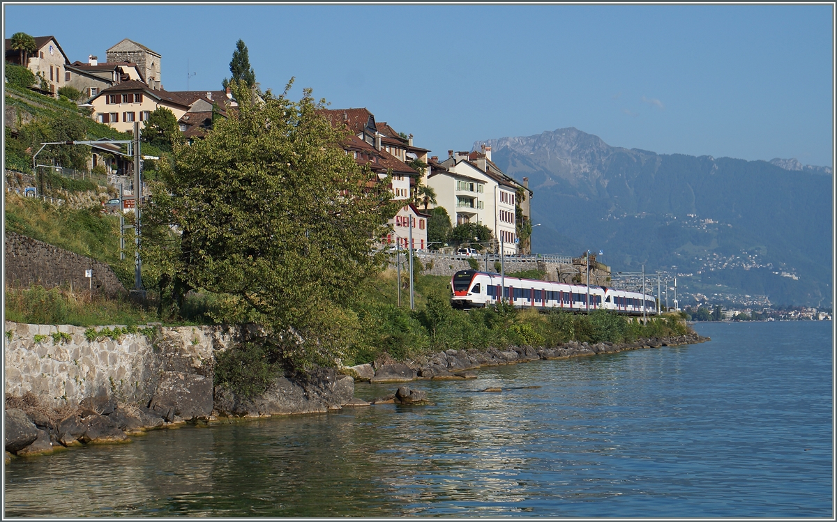 Zwei Flirts als S1 12168 vor der Kulisse von St-Saphorin.
31. August 2015