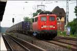 DB 140 590-1 mit einem Containerzug (Berlin Friedrichshagen, 01.07.2009 - Update: 03/2012 in Maschen Rbf abgestellt; 01/2012 nach Mukran �berstellt; 03.10.2013 wiD)