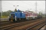 PRESS 363 027-1 mit der �berf�hrung von 232 387-1  Abenteuerzug Mecklenburg  nach Espenhain wo sie abgestellt wurde (gesehen Berlin Sch�nefeld Flughafen 09.09.2010)