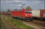 DB 185 361-3 f�hrt auf ein Ausweichgleis (DB Schenker Rail Mannheim, NVR-Nummer: 91 80 6185 361-3 D-DB, gesehen Wustermark-Priort 01.10.2010)