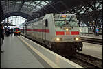 DB Fernverkehr 146 568 kam mit dem IC nach Magdeburg zum Kopfmachen in den Bahnhof eingefahren (Leipzig Hbf, 11.02.2024, 91 80 6146 568-1 D-DB)