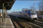 PKP Intercity 5 370 006 mit einem EC wurde am 10.02.2014 wegen eines Gaslecks in Berlin-Mitte über die Berliner Wuhlheide umgeleitet. Hier ist der Zug in Berlin-Köpenick, bevor es dann auf die Verbindungskurve geht (ex 183 606, NVR-Nummer 91 51 5370 006-6 PL-PKPIC)