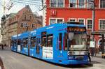 Stra�enbahn / Stadtverkehr; Halle;   MGT6D Nr.657 von Bautzen Baujahr 2000 am Marktplatz von Halle bei der Touristinfo am 30.06.2015.