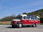 Oldtimer Steyr-Daimler-Puch 38q,Bj.1955,4-Zyl.,90 PS,28 Sitze beim Oldtimer Treffen am 25.4.2015 in Wieselburg bei Fa.