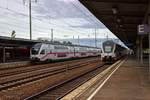 Seit Einfhrung der neuen IC-Linie von Warnemnde nach Dresden kreuzen sich alle zwei Stunden die auf dieser Linie eingesetzten KISS-Triebwagen im Schnefelder Bahnhof.