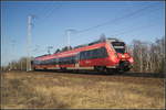 DB Regio 442 133-5 fuhr am 06.04.2018 durch die Berliner Wuhlheide Richtung Schönefeld um dort als Verstärker eingesetzt zu werden.