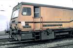Kopfteil des Schleifzug Speno International SA Geneve URR 28 E/S in Geislingen Steige am 06.02.1982.