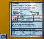 Anschiftentafel der Plasser & Theurer Schnellschotterplaniermaschine SSP 110 SW  (Schweres Nebenfahrzeug Nr.