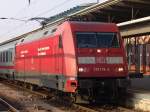 101 119-6 mit IC 2376 von Karlsruhe Hbf Richtung Stralsund Hbf kurz vor der Abfahrt im Rostocker Hbf.(01.03.2011)