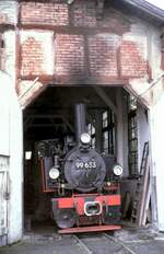 99 633 Tssd, das Öchsle in Ochsenhausen am 29.06.1985.