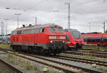 218 307-7 beim Rangieren am 03.08.2025 im Rostocker Hbf.
