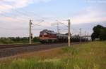 132 004-3 (232 004-2) LEG - Leipziger Eisenbahngesellschaft mbH mit einem Kesselzug  Dieselkraftstoff oder Gas�l oder Heiz�l (leicht)  in Vietznitz und fuhr in Richtung Wittenberge weiter.