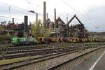 Saar Rail rangiert mit der Suppenzug am 31 März 2026 in Völklingen vor das Unesco Welterbegut; das alter Stahlwerk von Völklingen.