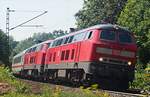 218 484-3 und 218 in Ulm am 04.08.2014.