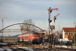 218 489-3 mit Nahverkehrszug in Vöhringen am 22.02.2010.
