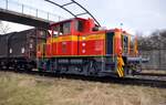 Wieland Fzg.Nr.309  Emma  von Gmeinder & Co. f�hrt mit ihrer Wagenlieferung von der �bergabe Bahnhof V�hringen in das Wieland-Werk am 08.02.2024.