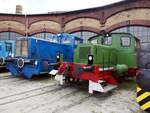 Kö CDL 28 (die grüne Lok) von Schöma, Diepholz Fabrik Nr.1883, Baujahr 1956, Achsfolge B; LüP 5800 mm, Eigengewicht 7,0 to, Vmax 20 km/h, Leistung 28 PS / 20 kW;