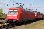 101 017-2+120 140-9 mit IC 2182 von Kassel-Wilhelmsh�he nach Stralsund Hbf bei der Ausfahrt im Rostocker Hbf.06.05.2016
