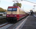 101 001 mit DZ 321(Warnemünde-Cottbus)bei der Durchfahrt in Rostock-Marienehe.03.10.2025