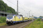 146 535-0 macht gleich  Halt  im Tostedter Bahnhof. Datum: 25.05.2024.