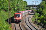 ÖBB 1116 186-6 und Schublok 1116 193-2 mit EC Mozart auf der Geilinger Steige am 05.06.2010.