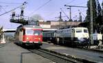 701 170-3 Turmtriebwagen und 110 370-4 in Peine im Juni 1979.