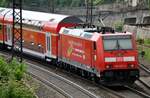 146 225-8 und Werbung für BW-Ticket mit Dosto IRE in Ulm am 23.05.2012.
