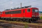 Die 155 243-9 (91 80 6155 243-9 D-DB) der damaligen DB Schenker Rail Deutschland AG (heute DB Cargo AG) ist am 14 Juli 2013 in Kreuztal in der Abstellgruppe abgestellt.