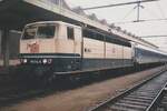 Scanbild: am 4 Augustus 1997 steht DB 181 214 mit ein IR nach Nordeich Mole abfahrtbereit in LUxembourg. Die 181er soll jedoch nür bis KOblenz Hbf am Zug bleiben.