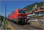 Bei Ligerz ist die DB 193 350 mit einer WRS 475 gemeinsam mit einem Kesselwagenganzzug  unterwegs,. 

11. Juli 2025