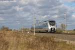 1442 128-3 fr die S-Bahn Mitteldeutschland auf einer Probefahrt in Vietznitz und fuhr in Richtung Nauen weiter.