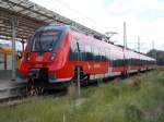 Für den Rostocker Talent 2 zählt auch Wismar zu den Zielbahnhöfen.Hier kam,am 31.August 2014,der 442 856 in der Hansestadt an.