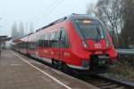 442 357 als S3(Warnemnde-Gstrow)kurz vor der Ausfahrt im Haltepunkt Rostock-Holbeinplatz.27.11.2015