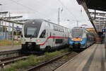 4110 112-8 und 50 Jahre Rostocker S-Bahn Hamster am 03.08.2025 im Rostocker Hbf.