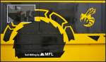 Logo am Schienenfr�szug HPM VM141 „Hornet“ des Herstellers Maschinenfabrik Liezen und Gie�erei Ges.m.b.H.