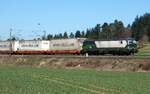 193 244-1 D-ELOC von Vectron mit  www.ekol-com  Containerzug bei Amstetten am 07.04.2018.
