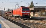 185 002-3 mit gemischtem Güterzug in Amstetten am 26.03.2022.