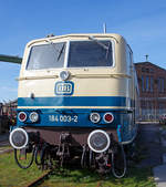   Lokfront der 184 003-2, ex DB E 410 003, am 25.03.2017 ausgestellt im DB Museum Koblenz-Ltzel.