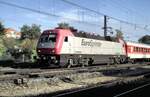 127 001-6 mit Intercity in Ulm am 17.10.1998.