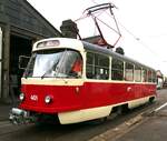 Straßenbahn / Stadtverkehr / Chemnitz, Nostalgiefahrt;   T3D Nr.401 von CKD Tatra Baujahr 1968 im Straßenbahnmuseum Chemnitz am 18.04.2017.