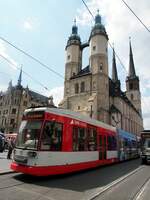 Stra�enbahn / Stadtverkehr;  Halle;  MGT6D Nr.645 von Bautzen Baujahr 1999 am Marktplatz in Halle am 30.06.2015.