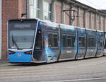 6N-2 Wagen 602 stand am  Morgen des 08.06.2024  noch friedlich auf dem Gelände der Rostocker Straßenbahn AG.