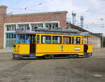 Triebwagen 26 der Rostocker Nahverkehrsfreunde(Depot12)am Nachmittag des 25.07.2025 auf dem Gelände der Rostocker Straßenbahn AG